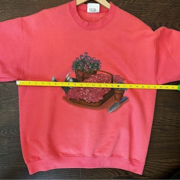 Women’s Vintage Lee Pink Gardening Floral Crewneck Sweatshirt Size Large - Picture 7 of 8